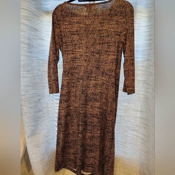 Talbots Size Medium 3/4 length‎ Sleeve Brown Black Dress NWT - Picture 2 of 11